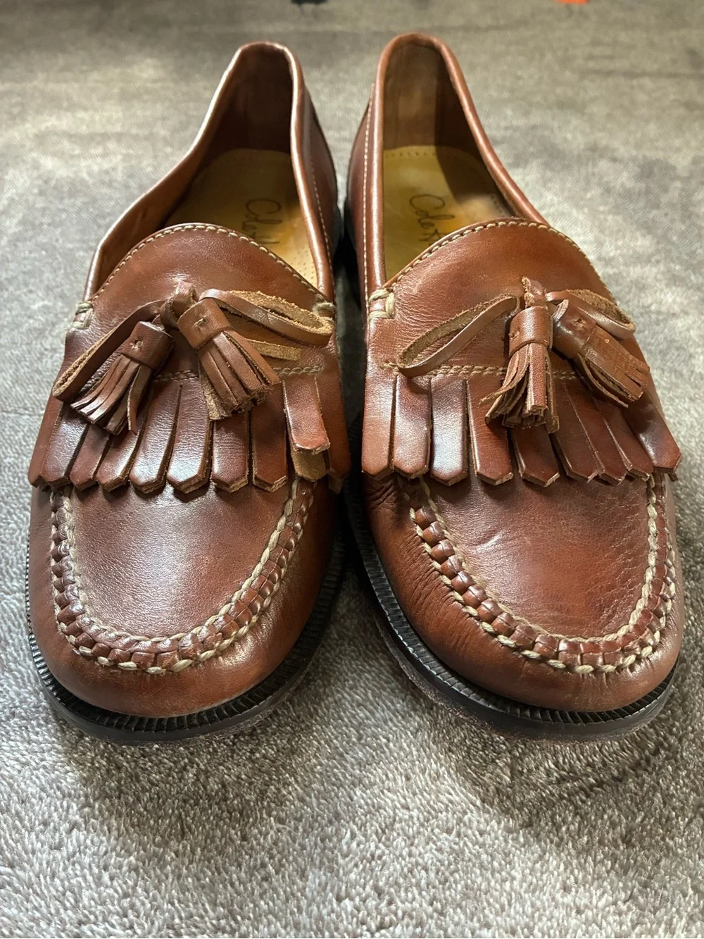 Cole Haan Dwight Tan Leather Tassel Kiltie Loafers Men’s Size 11 Preppy Academia